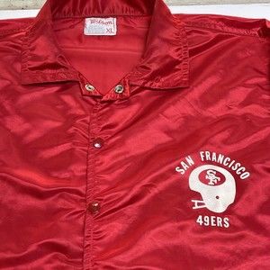 Vtg 80’s Sideline Coach San Francisco 49ers Wilson Jacket Mens XL Red Satin USA